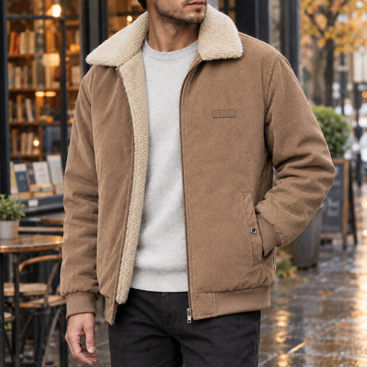 Cordjacke Herren Tailliert Winter Casual