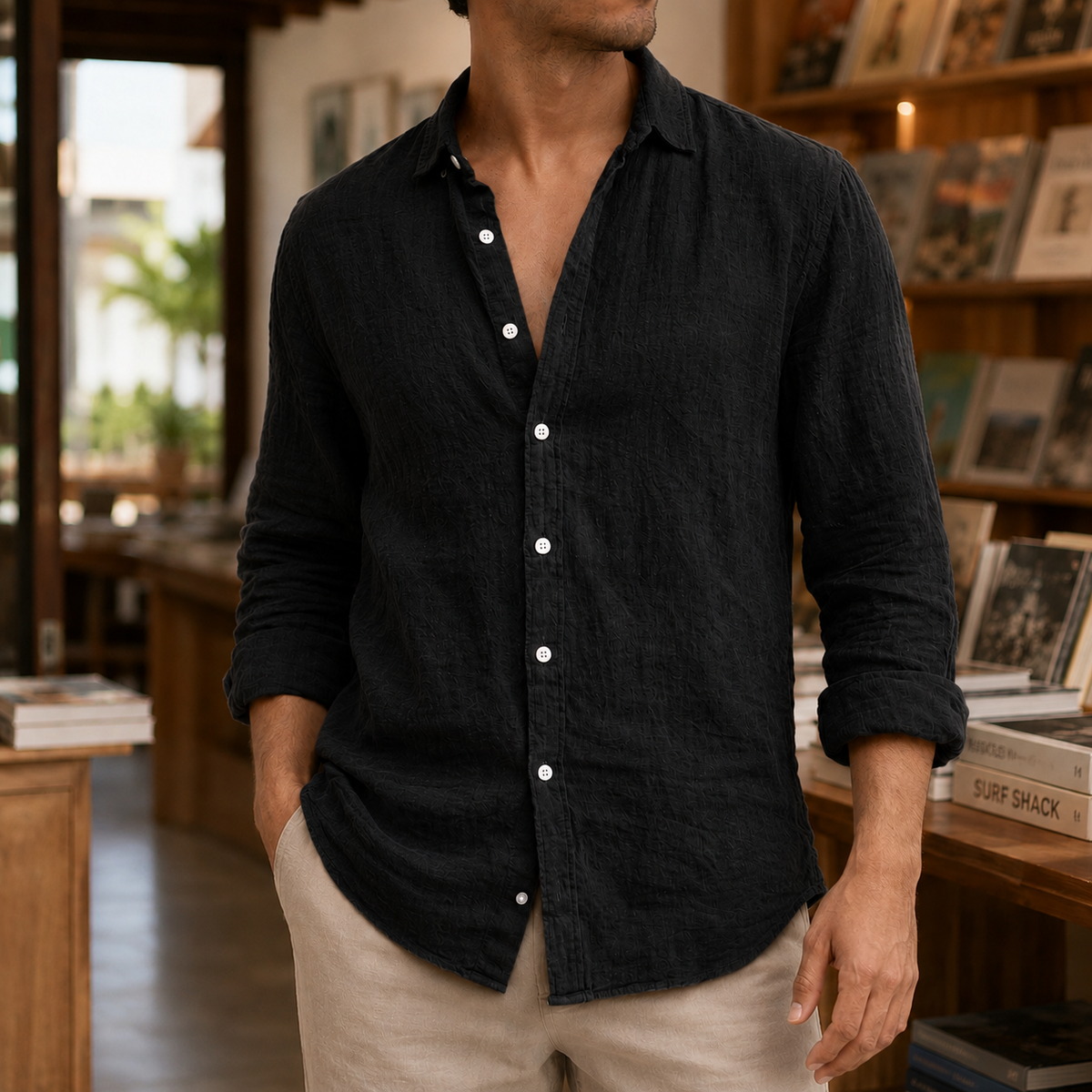 Hemd Herren Relaxed Fit Freizeit Sommer