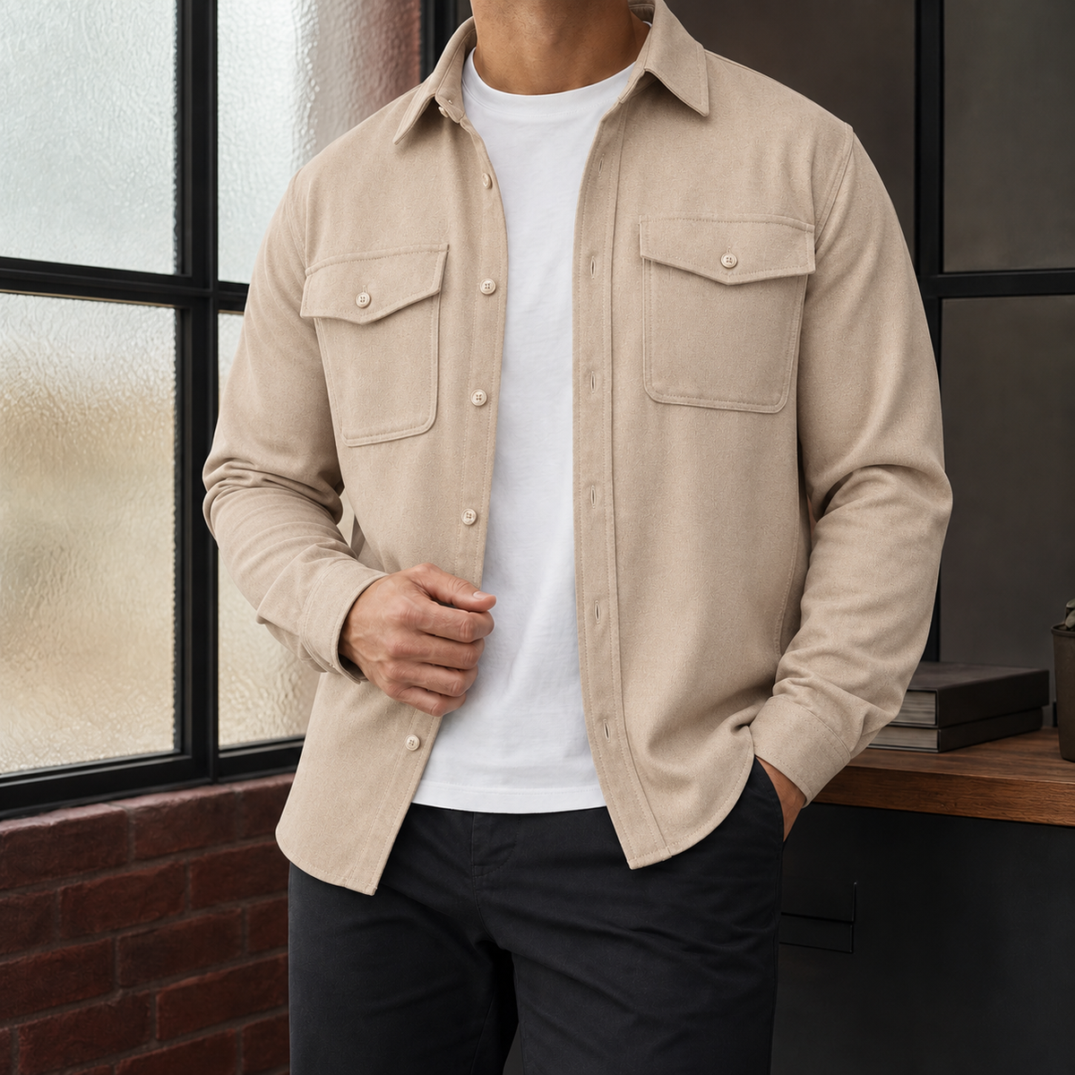 Hemd Herren Relaxed Fit Casual Langarm
