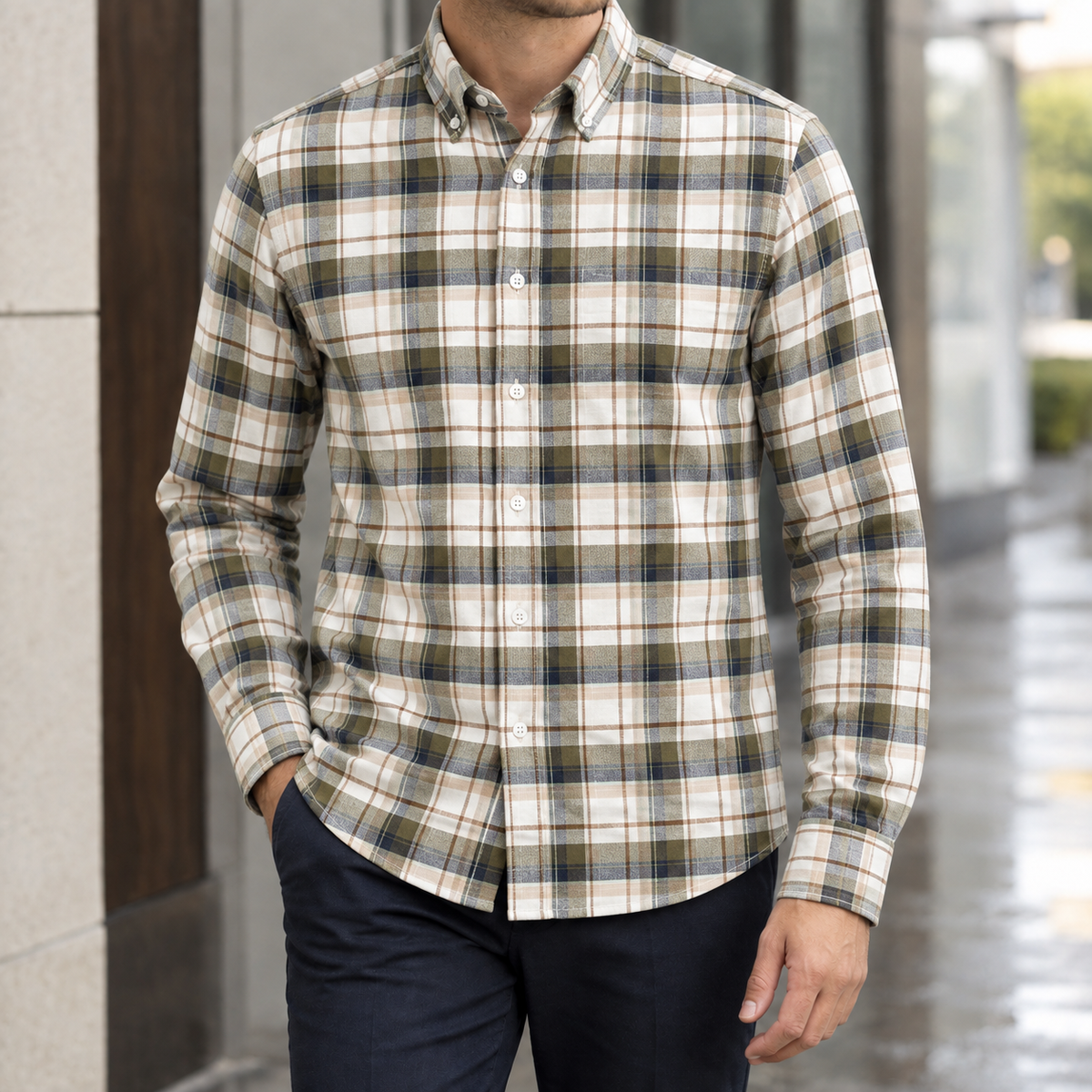 Hemd Herren Regular Fit Casual Langarm Button-Down