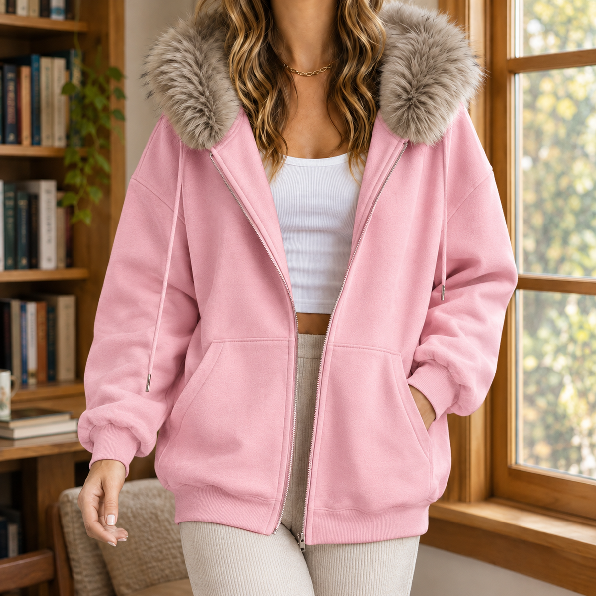 Kapuzenpullover Damen Oversize Casual mit Kapuze