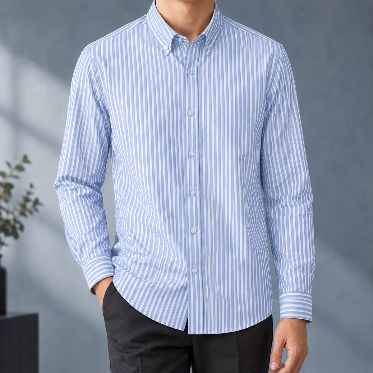 Hemd Herren Slim Fit Business Gestreift