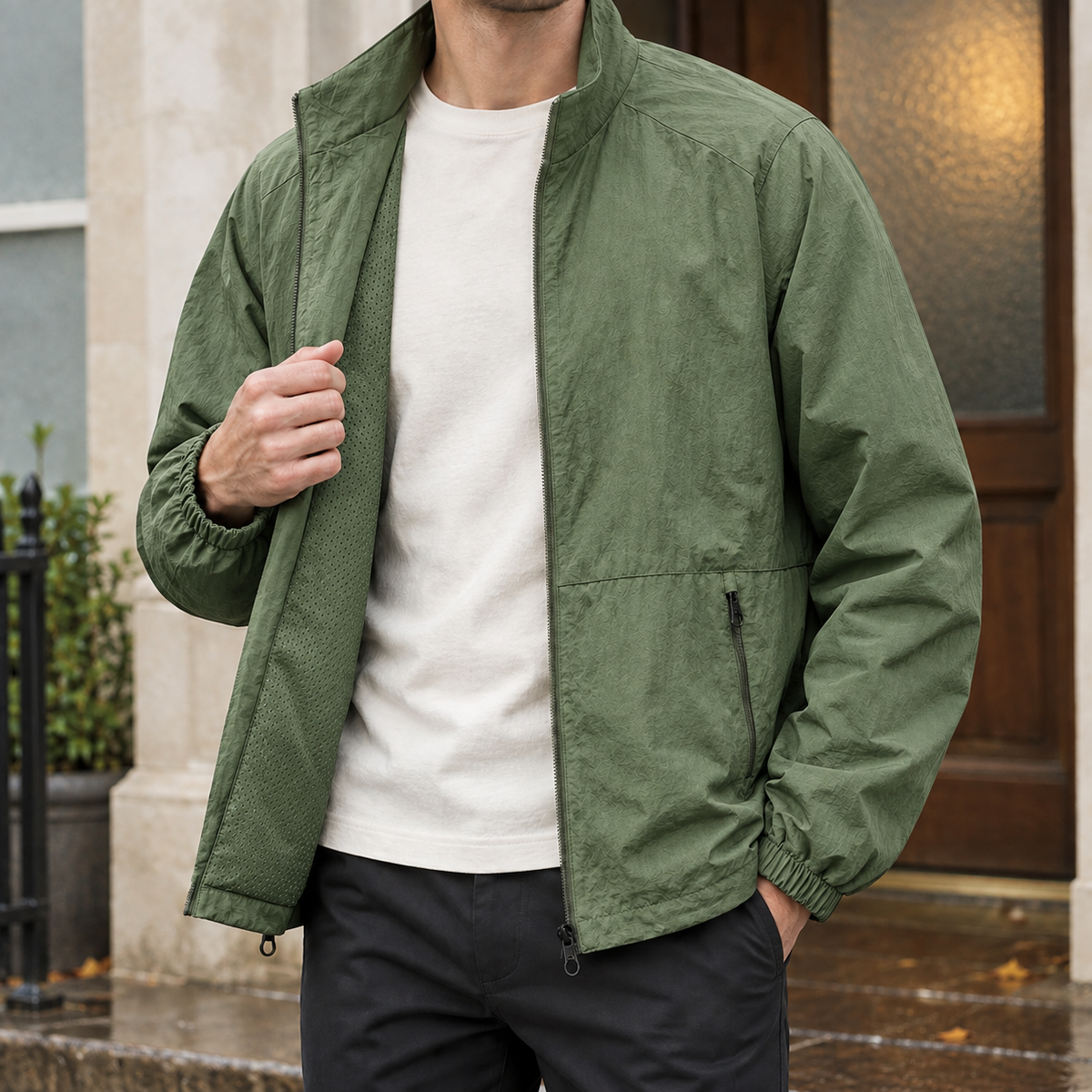 Stehkragenjacke Herren Leicht Casual Regular Fit