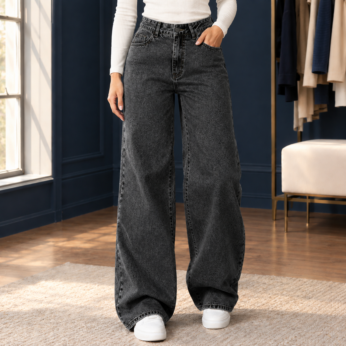 Weite Beinhose Damen Relaxed Fit Freizeit
