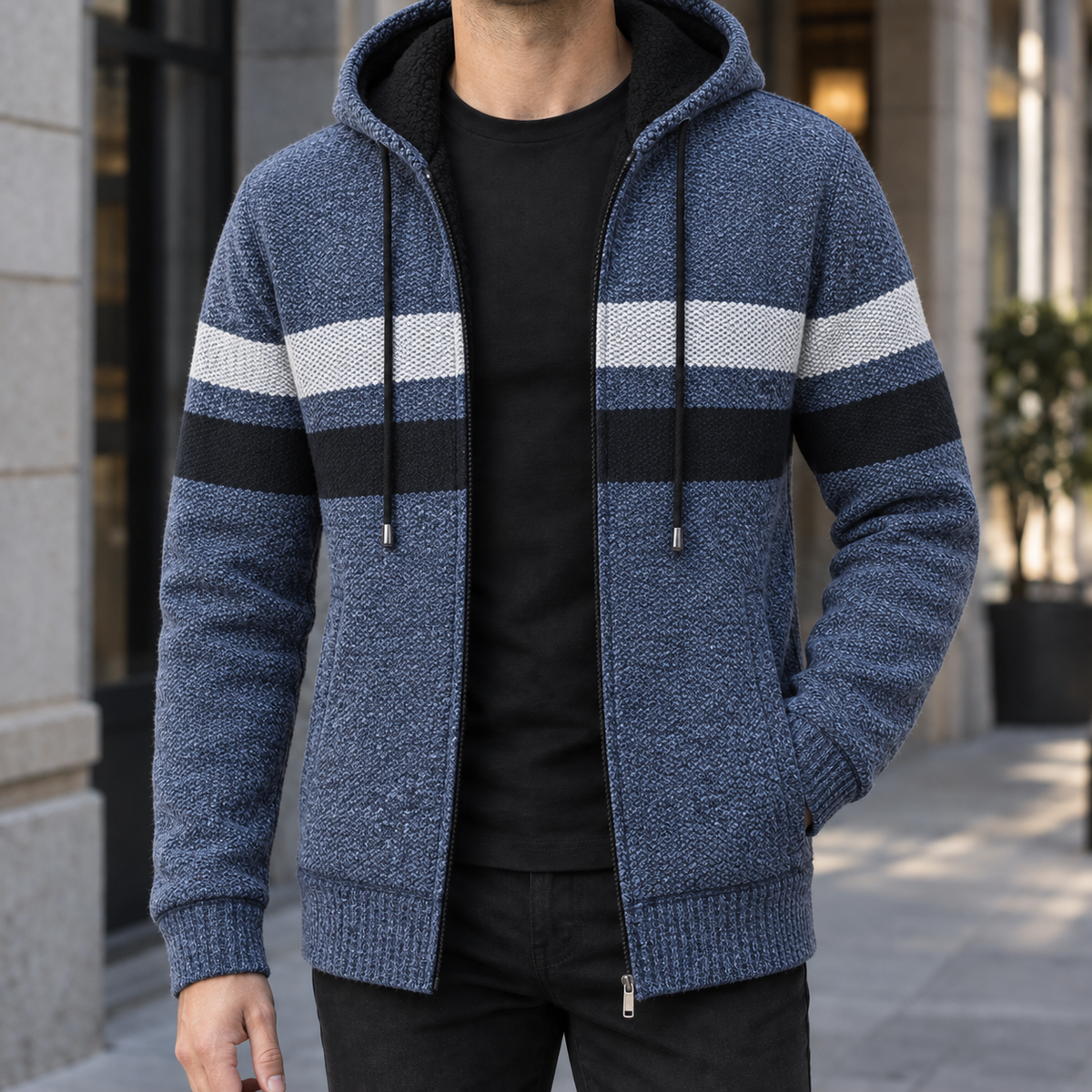 Herren Kapuzenpullover Slim Fit Freizeit mit Reißverschluss
