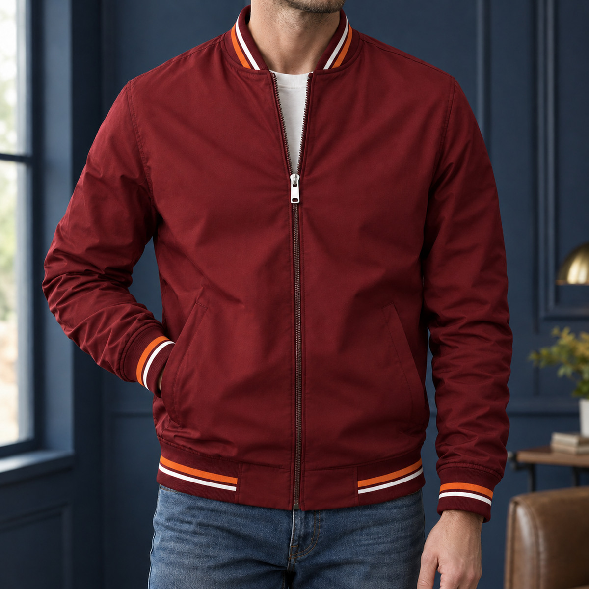 Varsityjacke Herren Regular Fit Freizeit