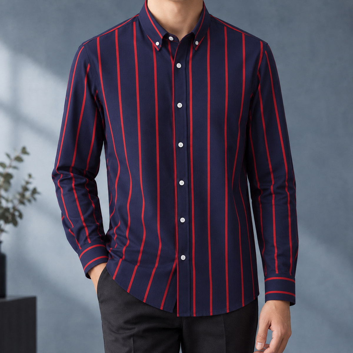 Hemd Herren Slim Fit Business Gestreift