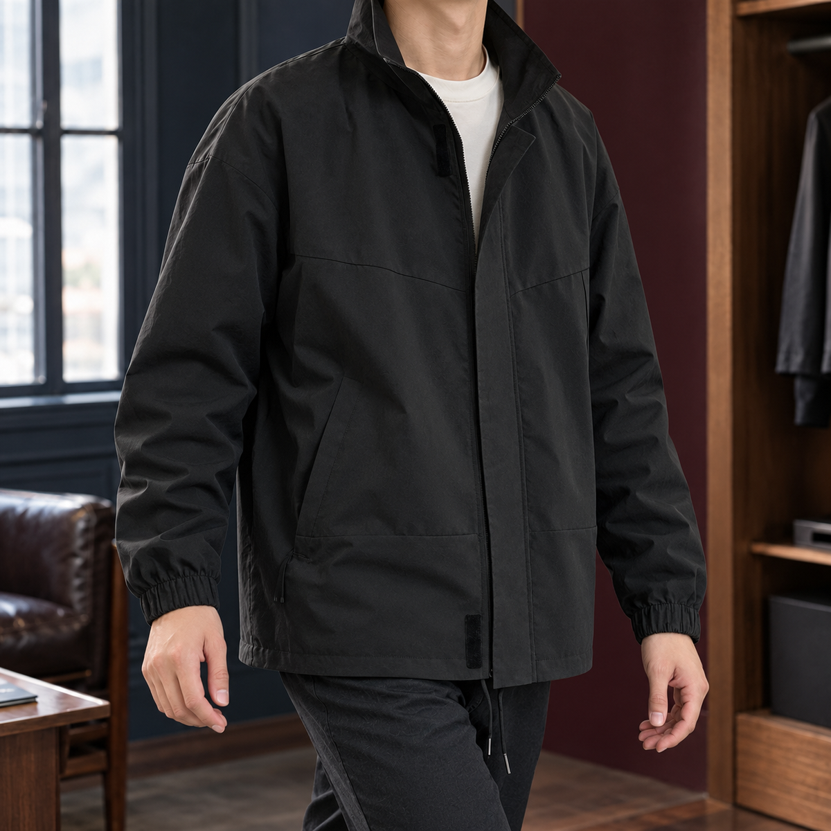 Stehkragenjacke Damen Relaxed Fit Freizeit