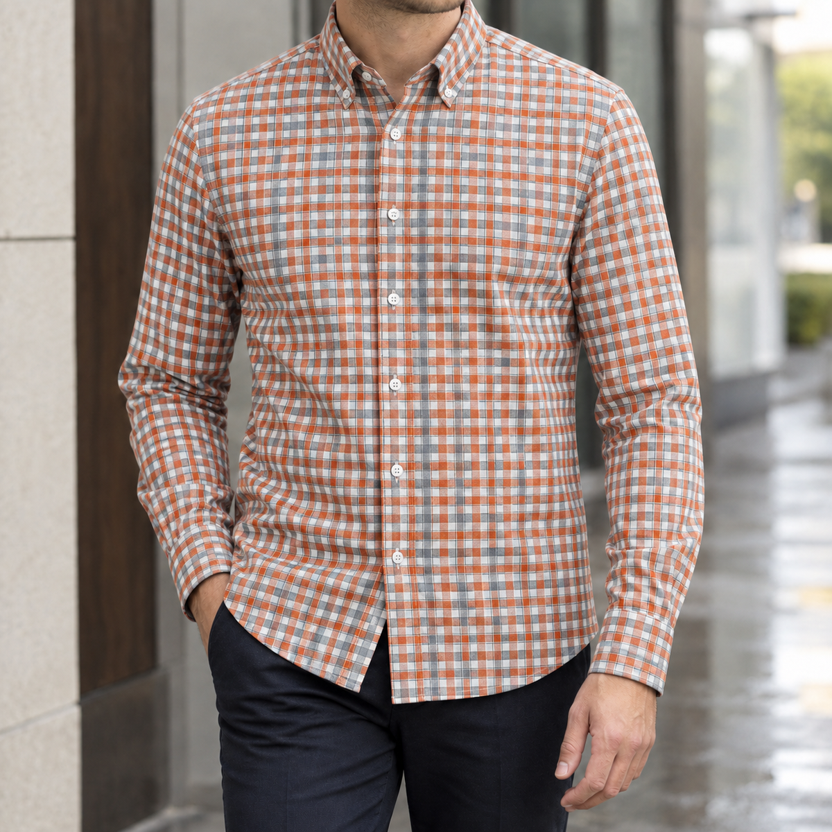 Hemd Herren Regular Fit Casual Langarm Button-Down