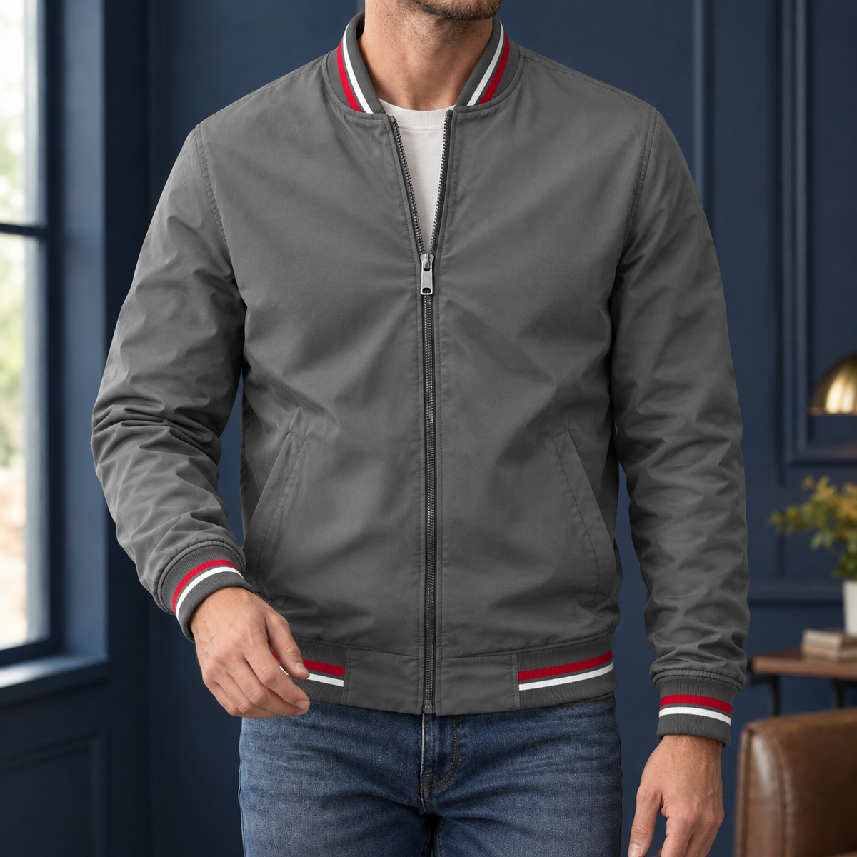 Varsityjacke Herren Regular Fit Freizeit
