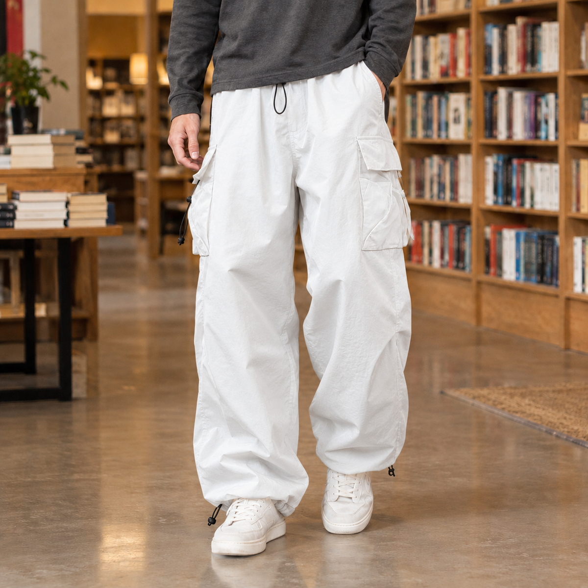 Herren Cargo-Hose Relaxed Fit Freizeit Weit
