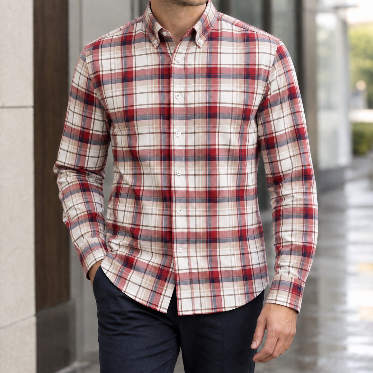 Hemd Herren Regular Fit Casual Langarm Button-Down