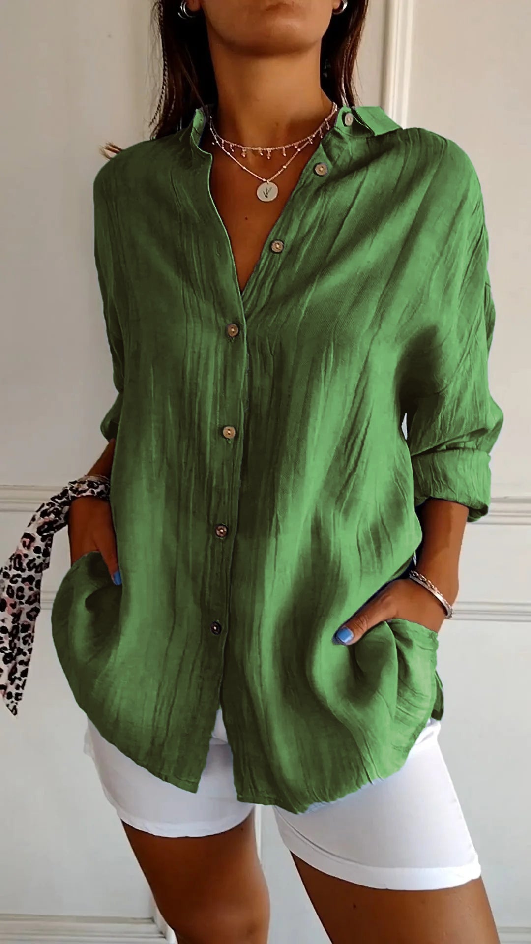 Bluse Damen Figurbetont Plissee Casual