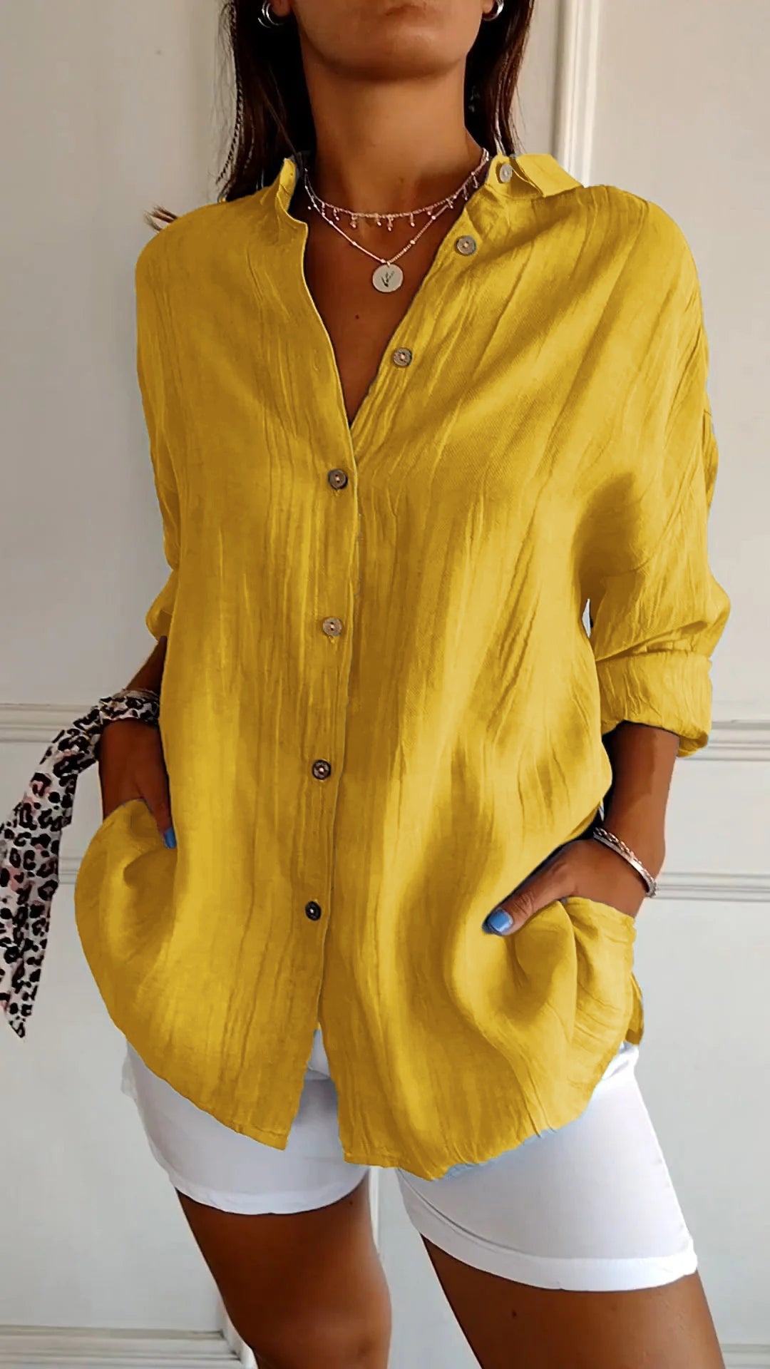 Bluse Damen Figurbetont Plissee Casual