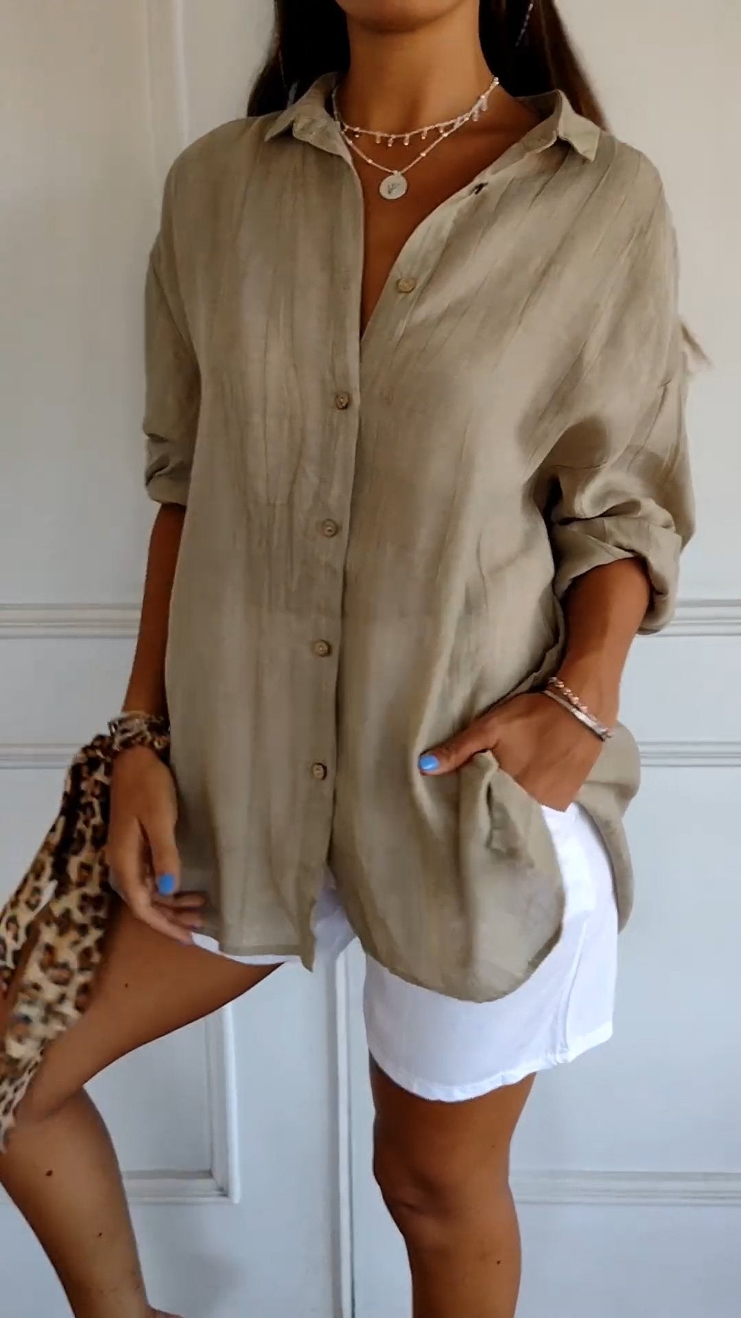 Bluse Damen Figurbetont Plissee Casual