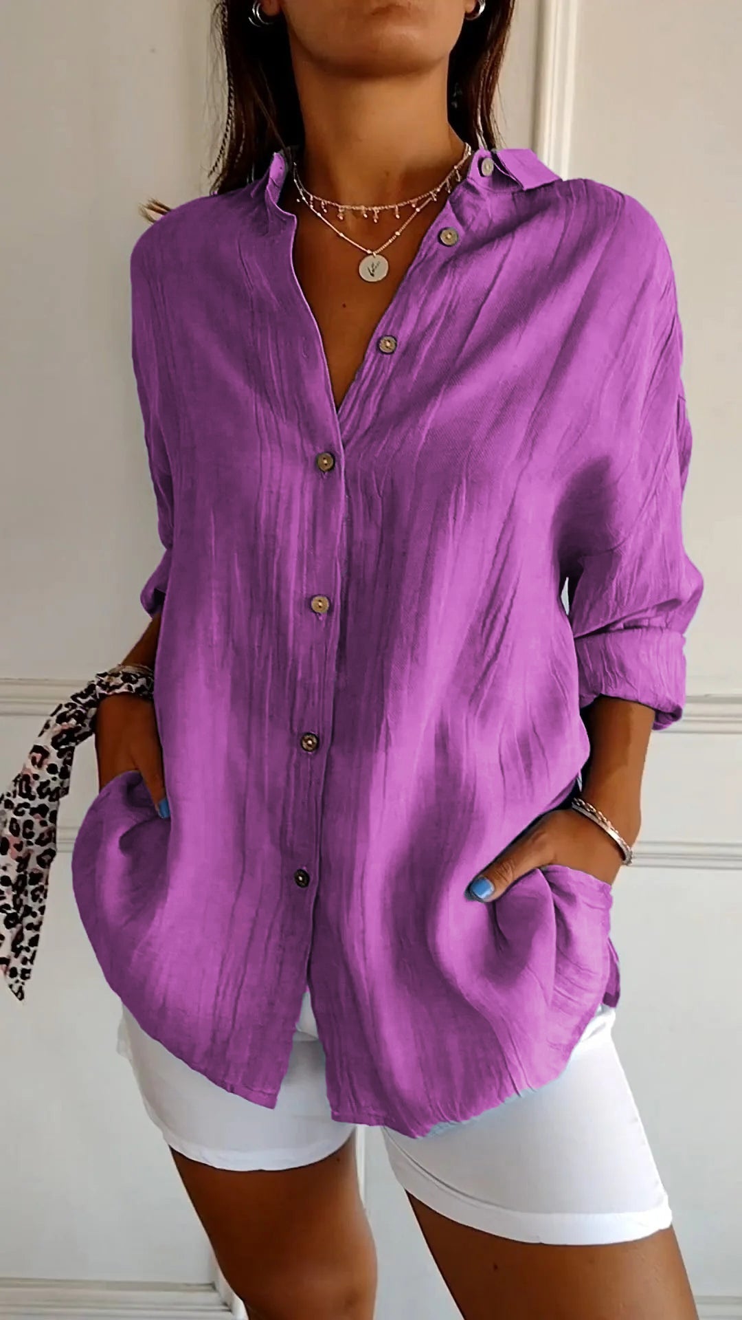 Bluse Damen Figurbetont Plissee Casual