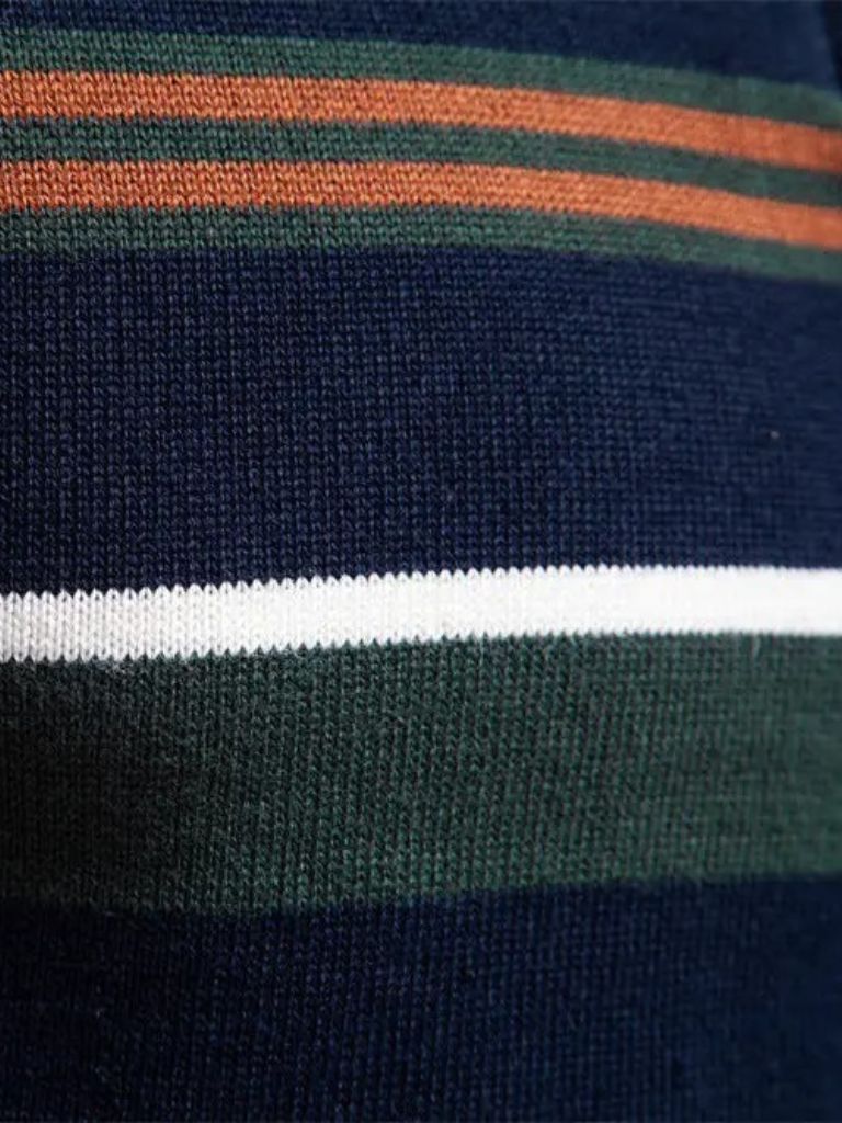 Gestreifter Pullover mit Viertelreißverschluss - Cross & Crown