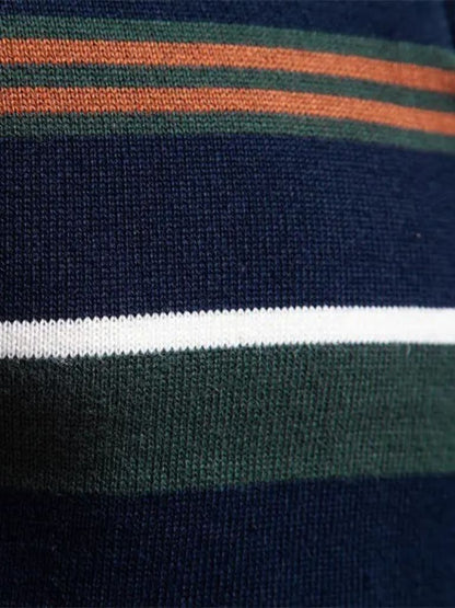 Gestreifter Pullover mit Viertelreißverschluss - Cross & Crown