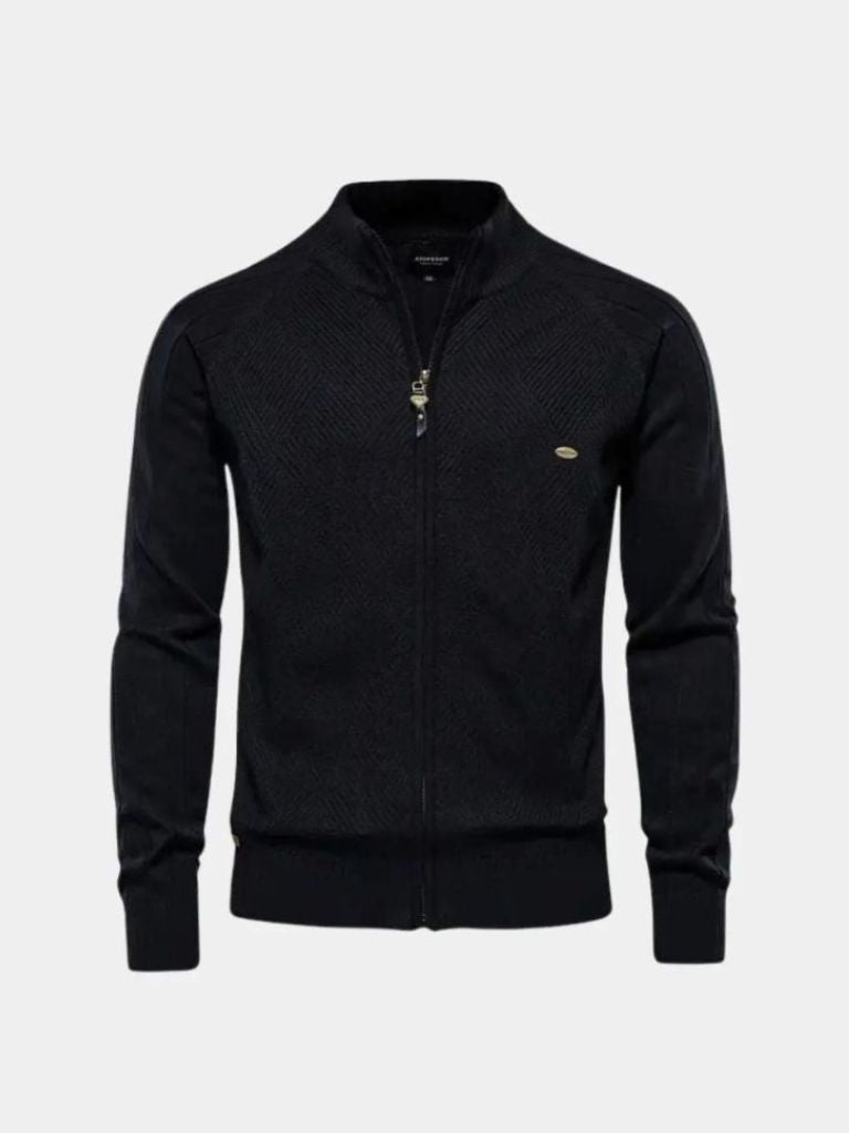 Cross & Crown Jacquard Cardigan Pullover with Zipper