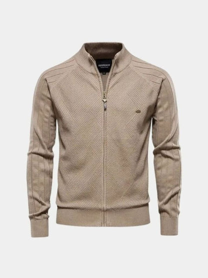 Cross & Crown Jacquard Cardigan Pullover with Zipper