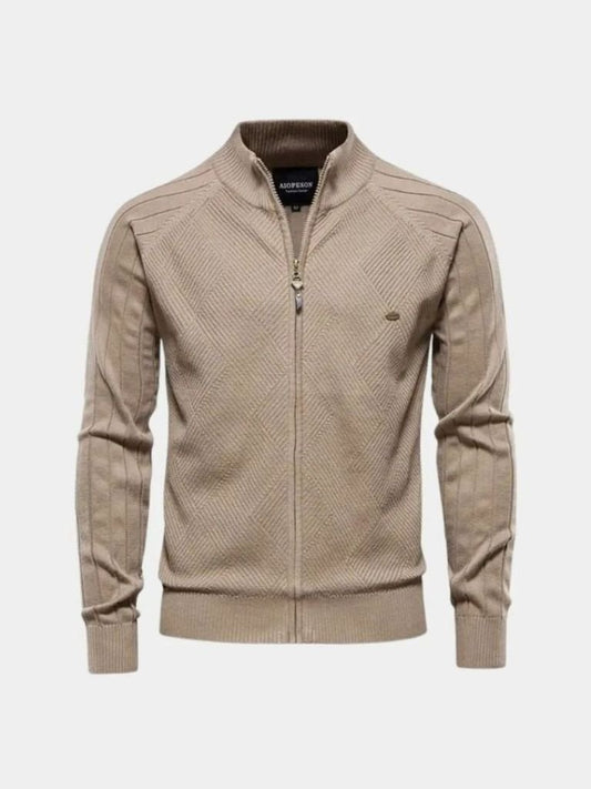 Cross & Crown Jacquard Cardigan Pullover with Zipper