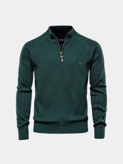 Cross & Crown Jacquard Cardigan Pullover with Zipper