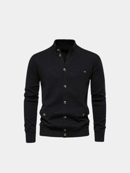 Baumwoll-Strickjacke mit Stehkragen - Cross & Crown