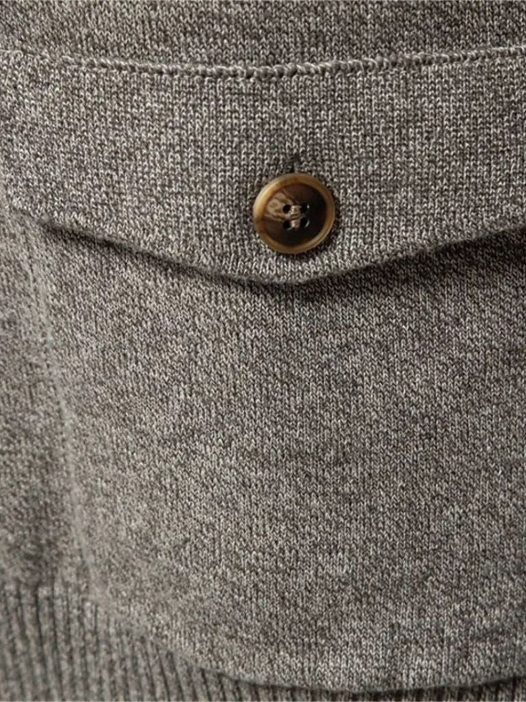 Baumwoll-Strickjacke mit Stehkragen - Cross & Crown