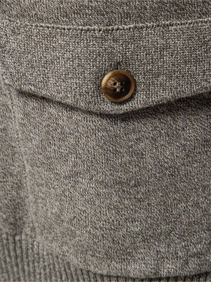 Baumwoll-Strickjacke mit Stehkragen - Cross & Crown