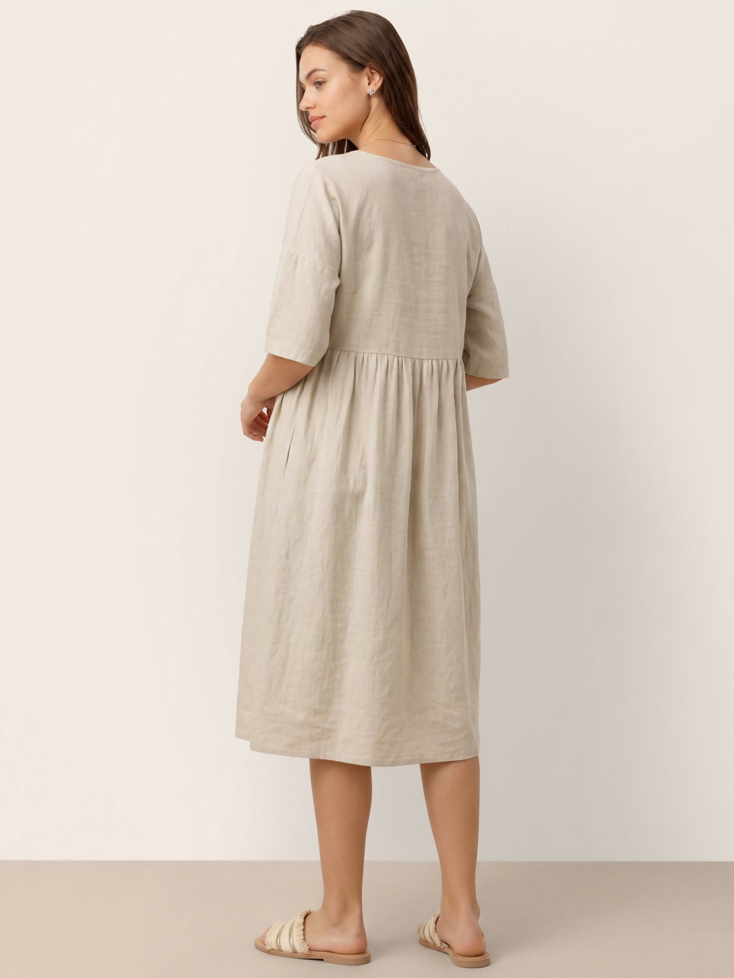Adele | Midikleid Damen A-Linie Kurzarm Casual