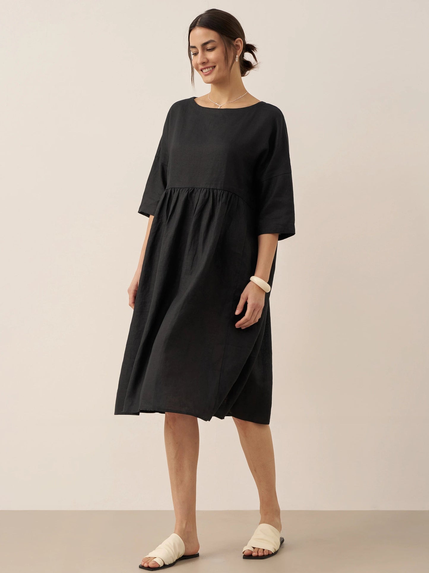 Adele | Midikleid Damen A-Linie Kurzarm Casual