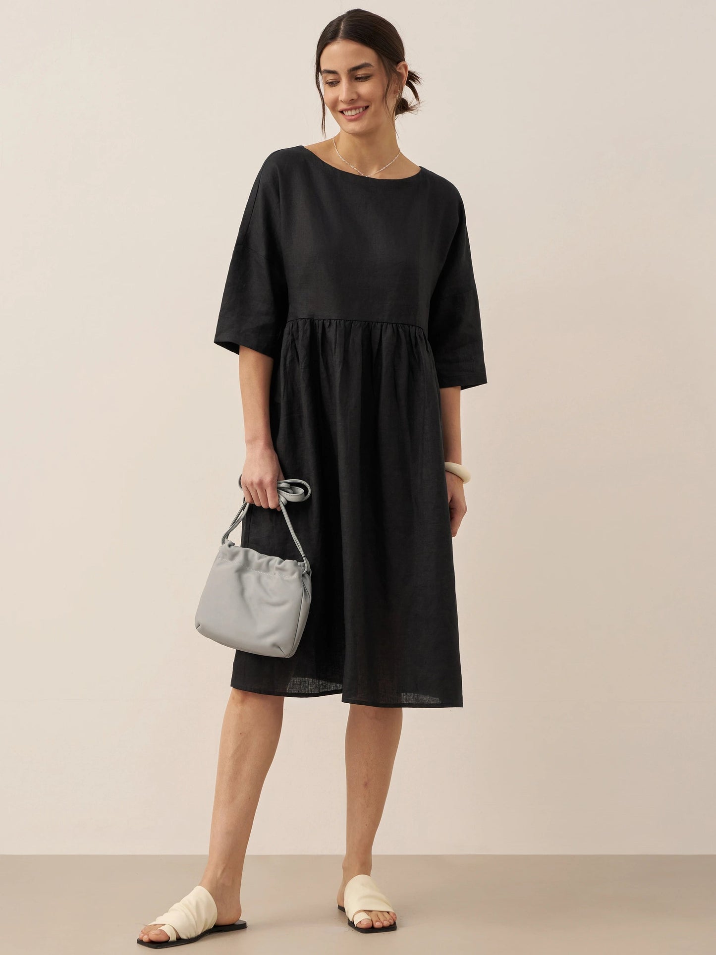 Adele | Midikleid Damen A-Linie Kurzarm Casual