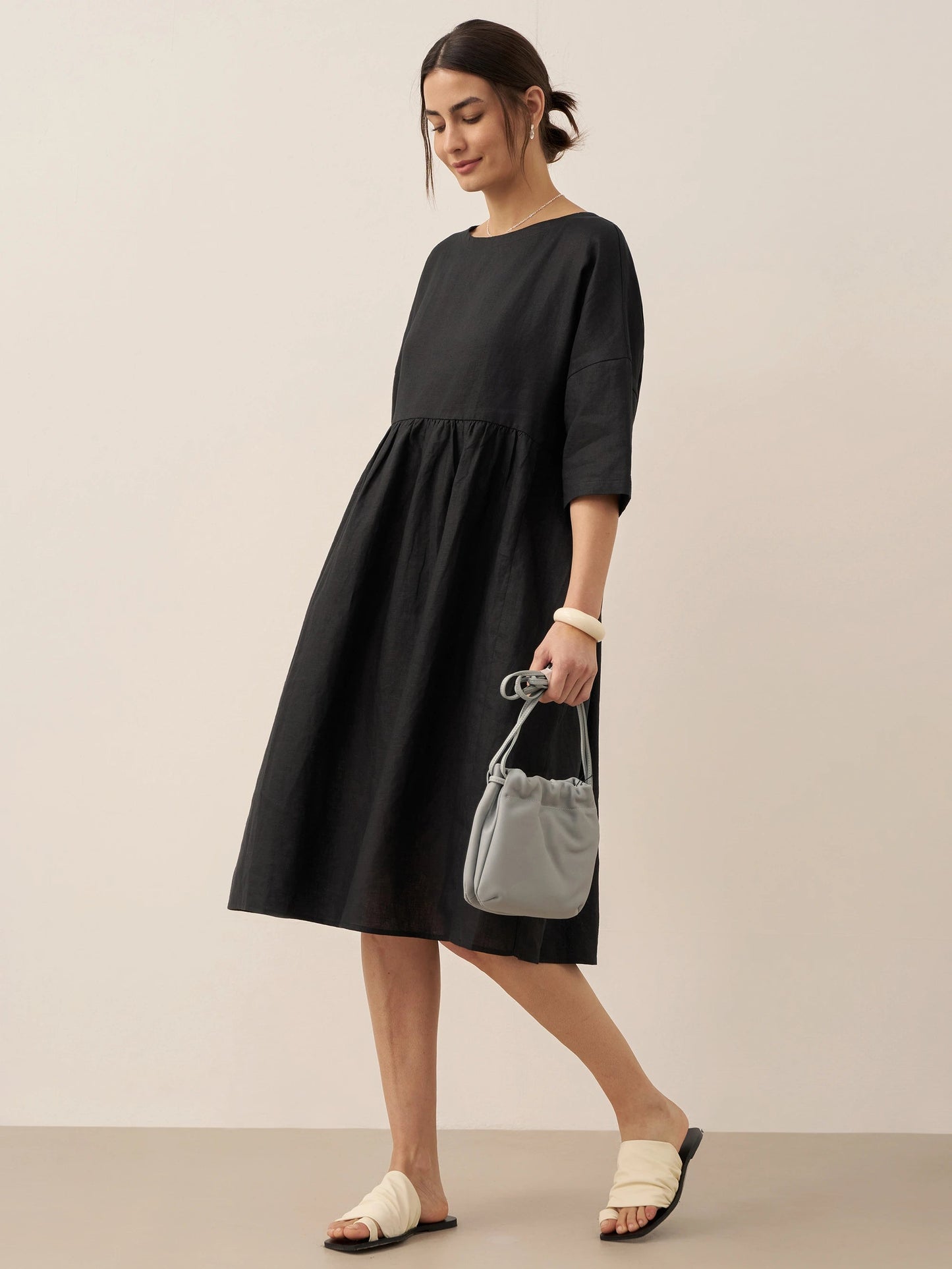 Adele | Midikleid Damen A-Linie Kurzarm Casual