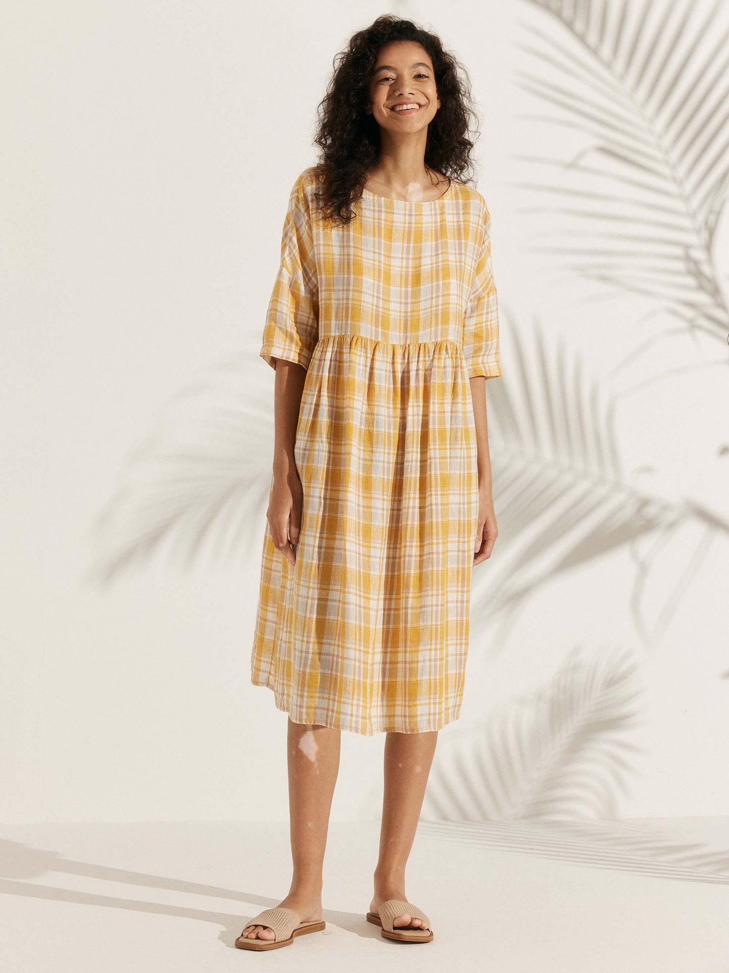 Adele | Midikleid Damen A-Linie Kurzarm Casual