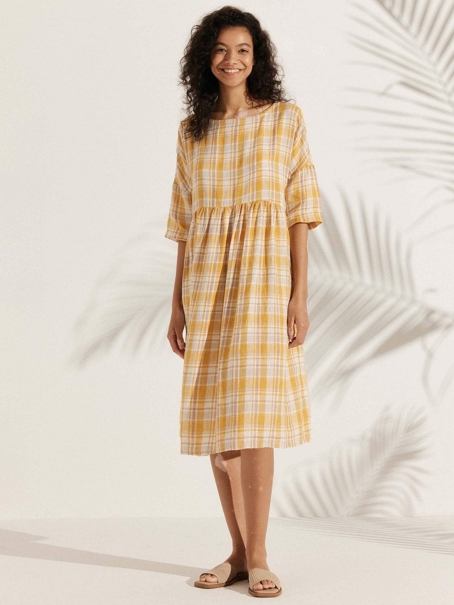 Adele | Midikleid Damen A-Linie Kurzarm Casual