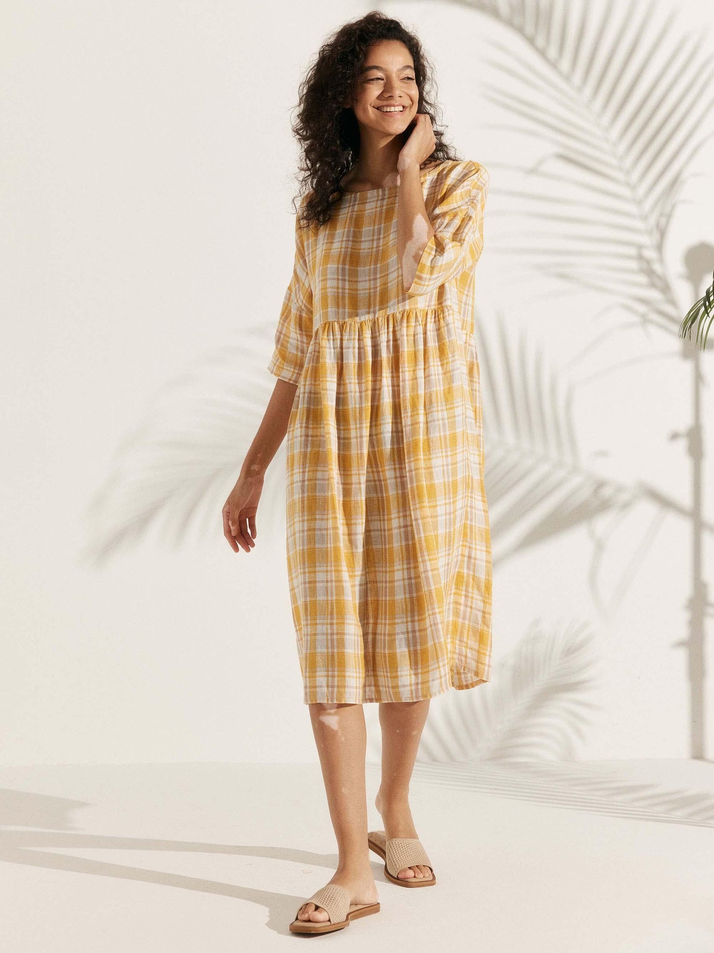 Adele | Midikleid Damen A-Linie Kurzarm Casual
