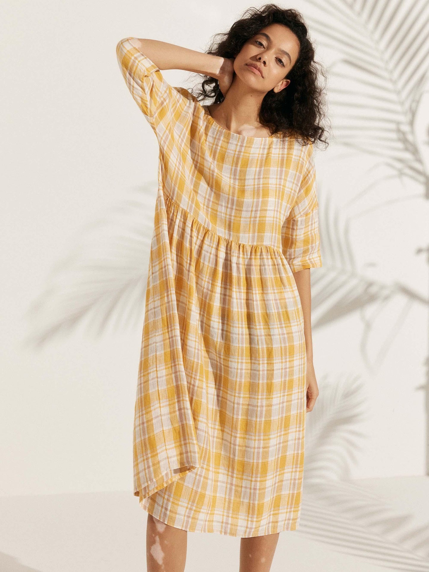 Adele | Midikleid Damen A-Linie Kurzarm Casual