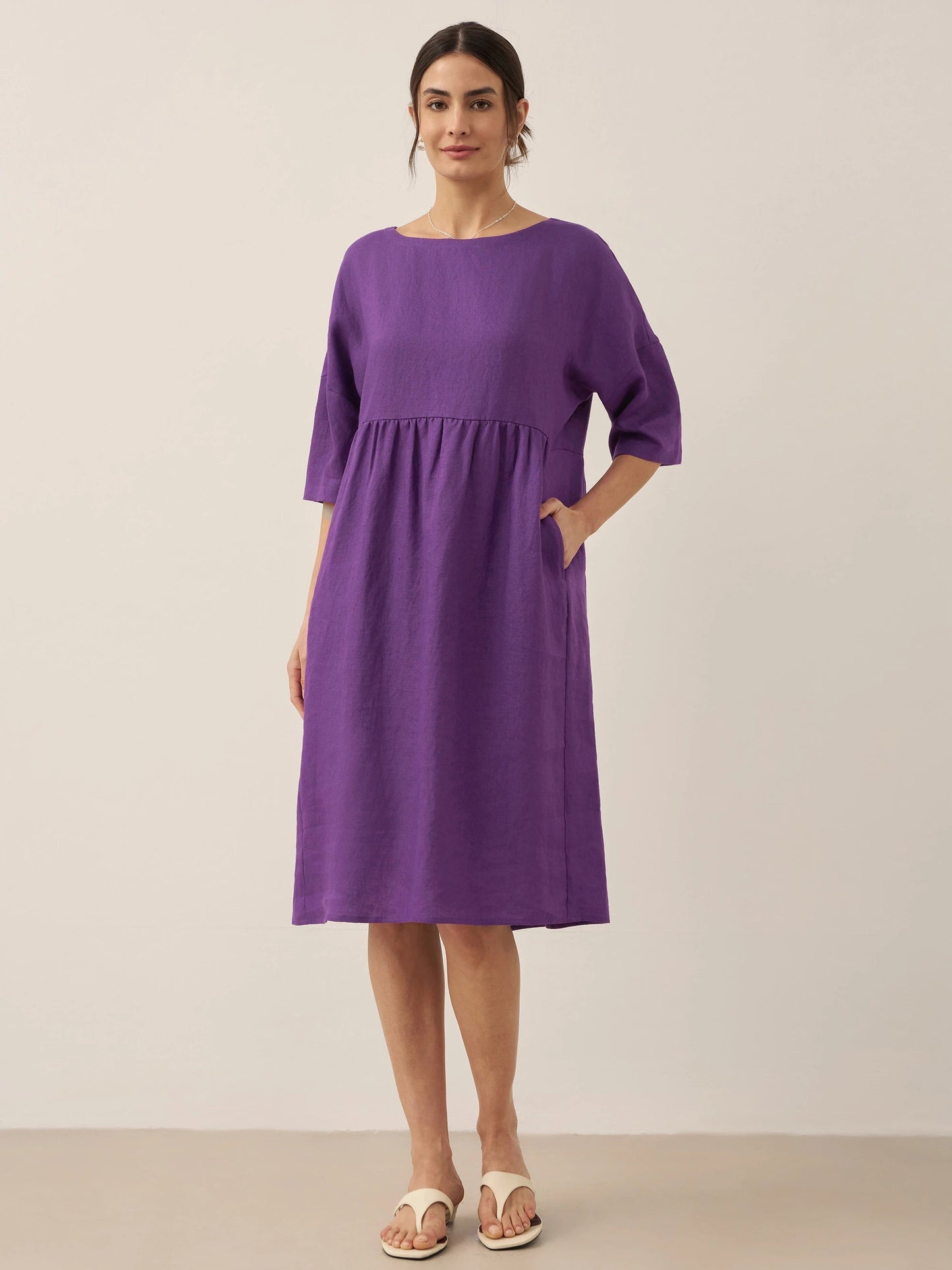 Adele | Midikleid Damen A-Linie Kurzarm Casual