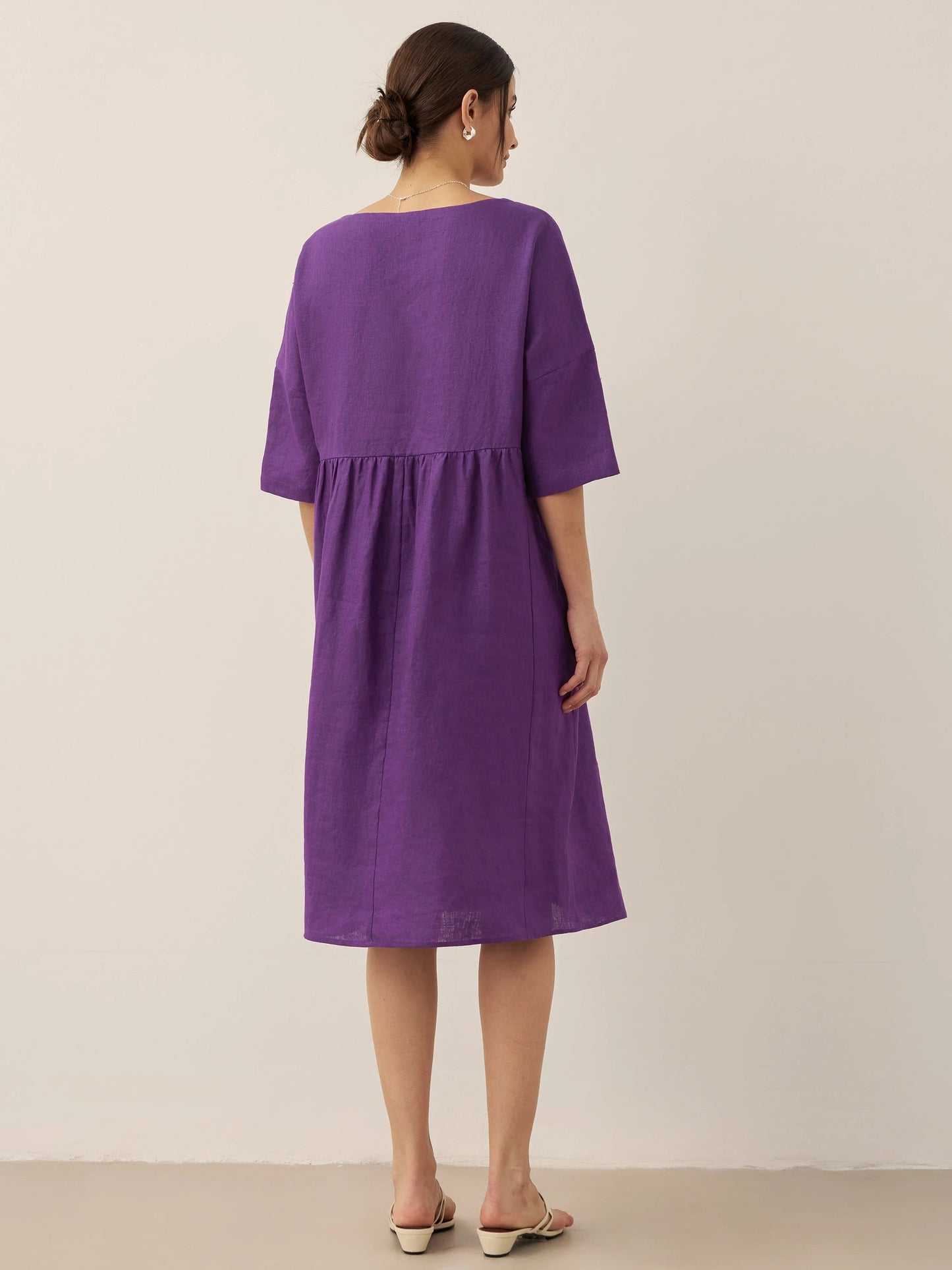Adele | Midikleid Damen A-Linie Kurzarm Casual