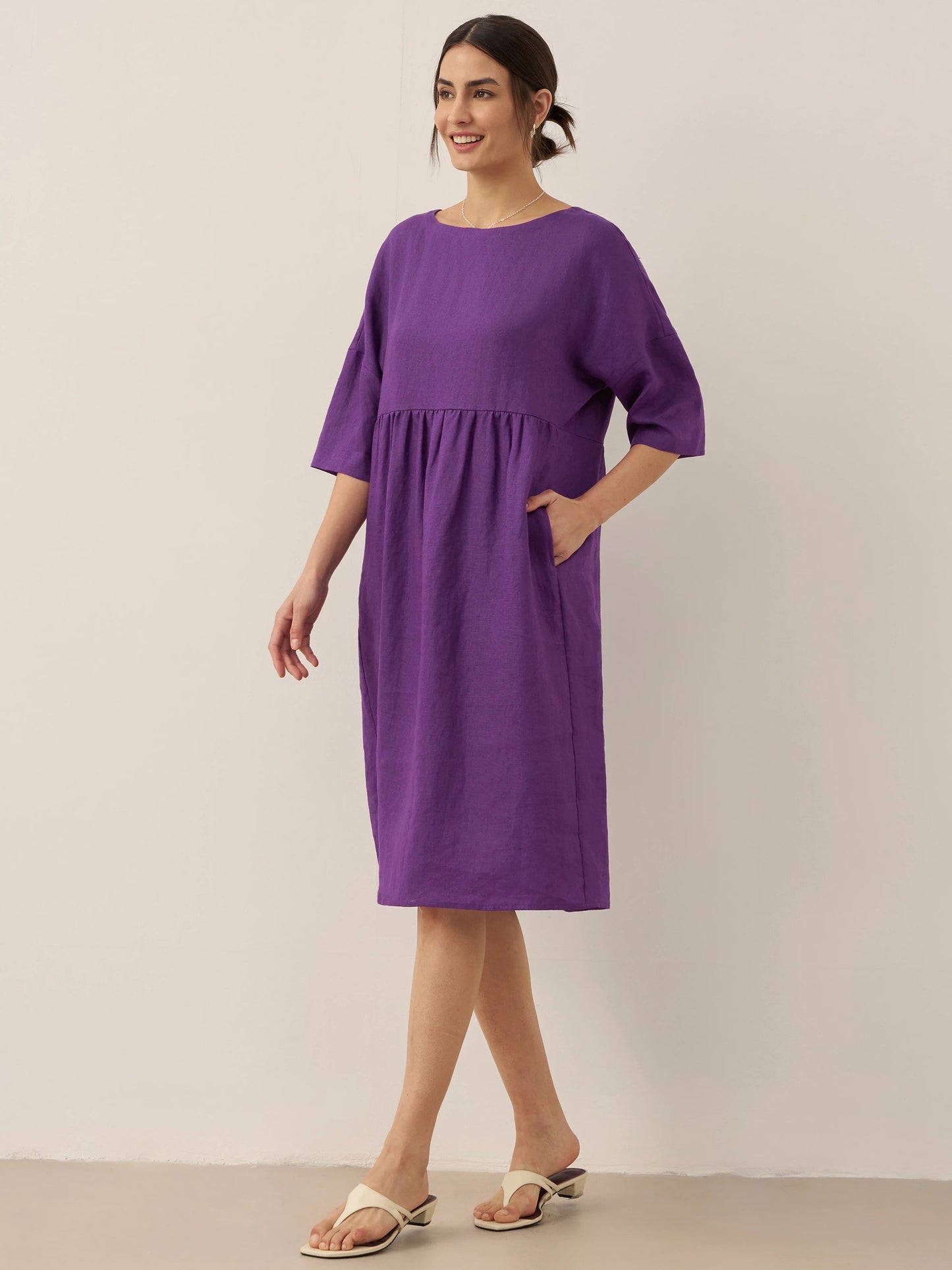 Adele | Midikleid Damen A-Linie Kurzarm Casual