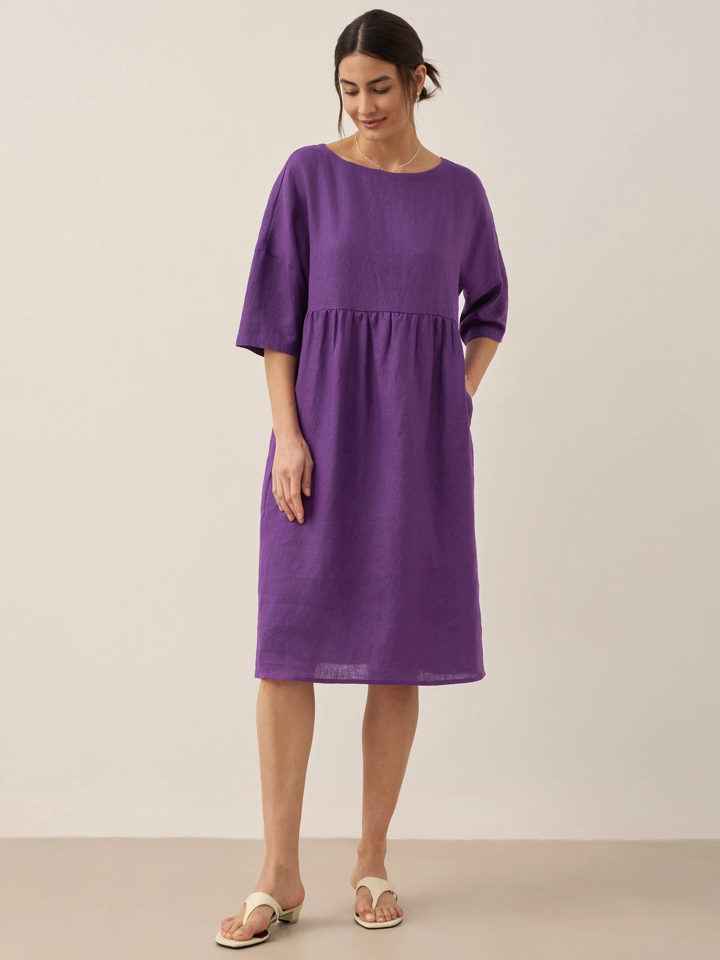 Adele | Midikleid Damen A-Linie Kurzarm Casual