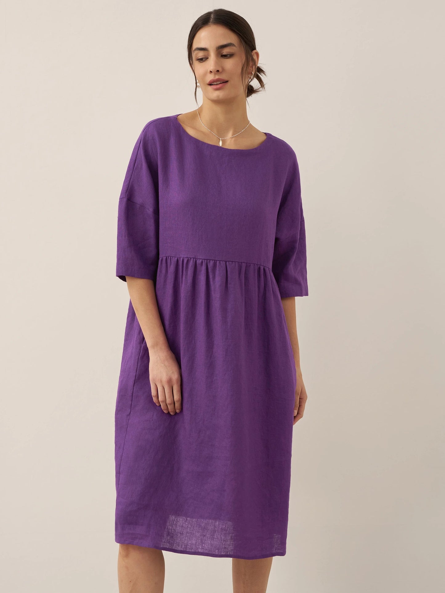 Adele | Midikleid Damen A-Linie Kurzarm Casual