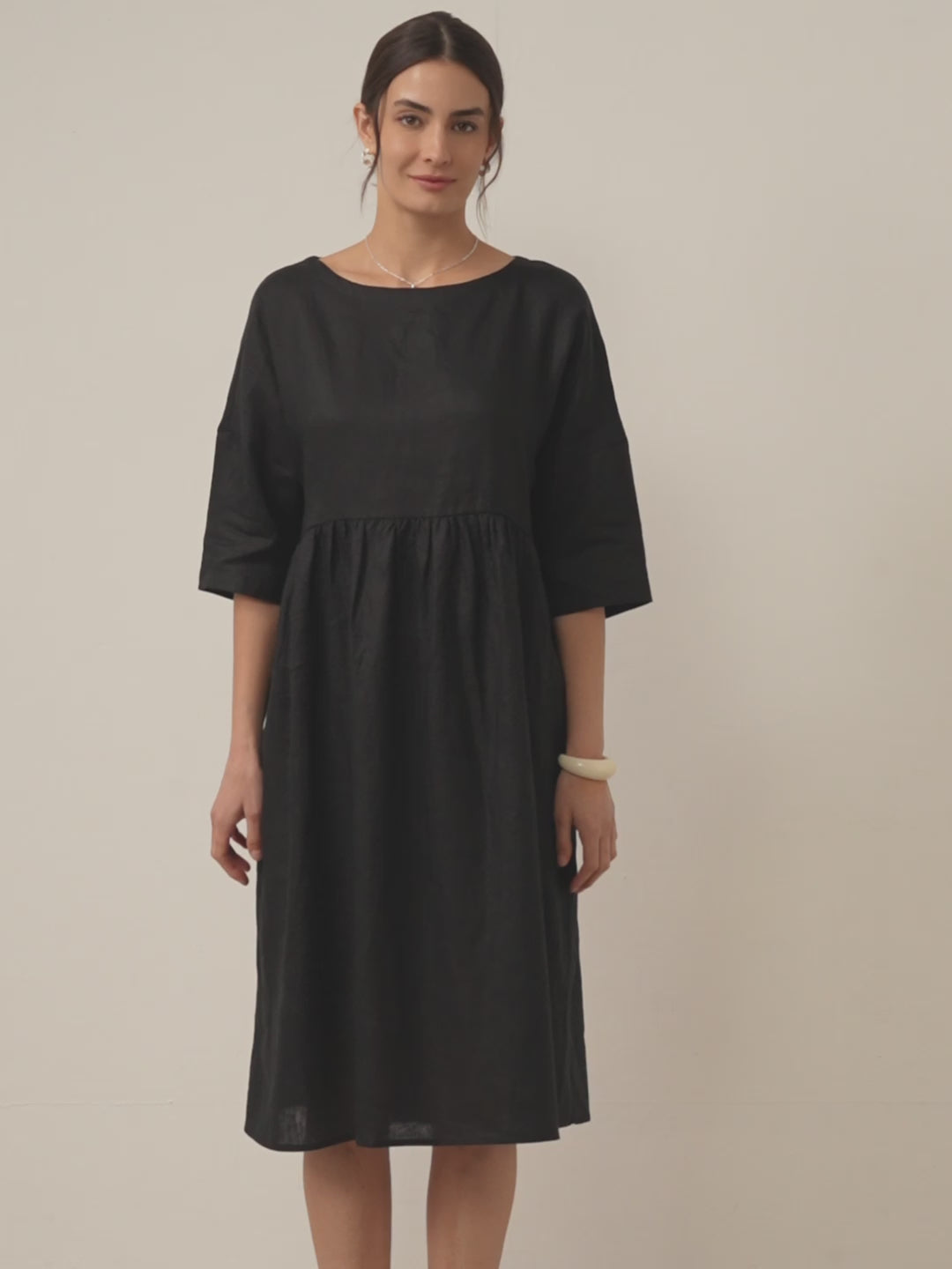 Adele | Midikleid Damen A-Linie Kurzarm Casual