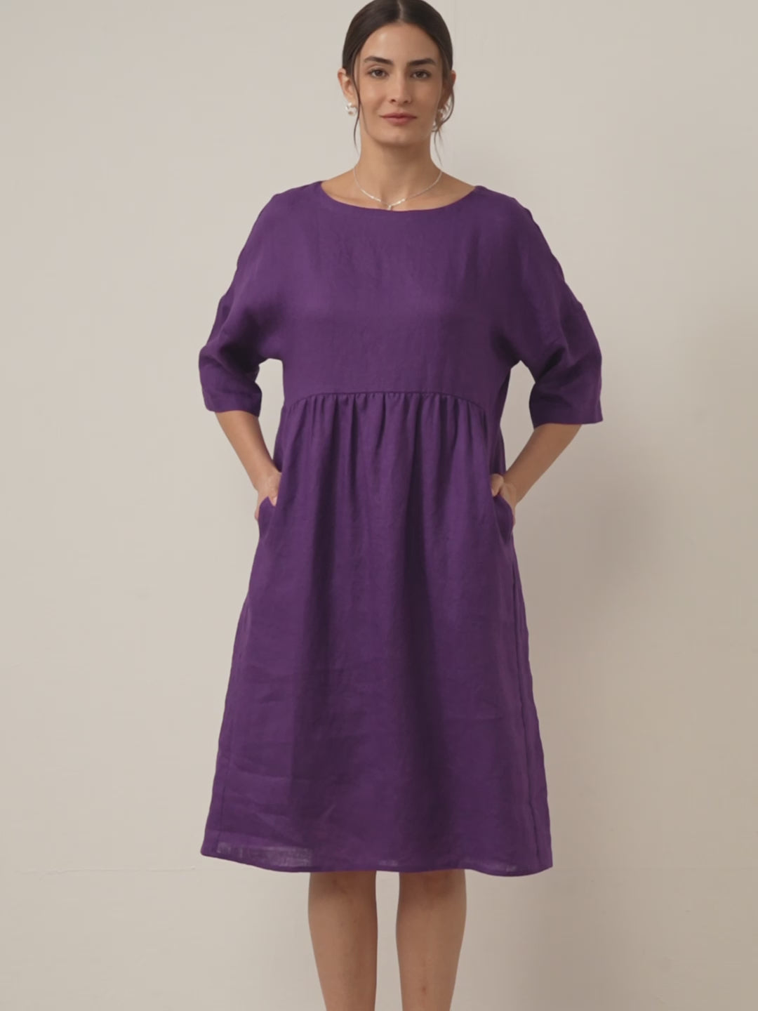 Adele | Midikleid Damen A-Linie Kurzarm Casual