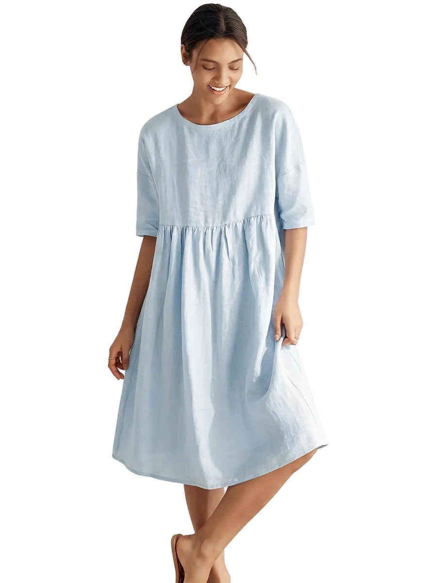 Adele | Midikleid Damen A-Linie Kurzarm Casual