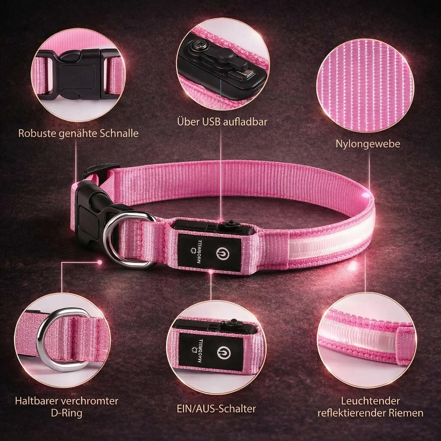 LED Hundehalsband Leuchthalsband Hunde Sicherheit Outdoor