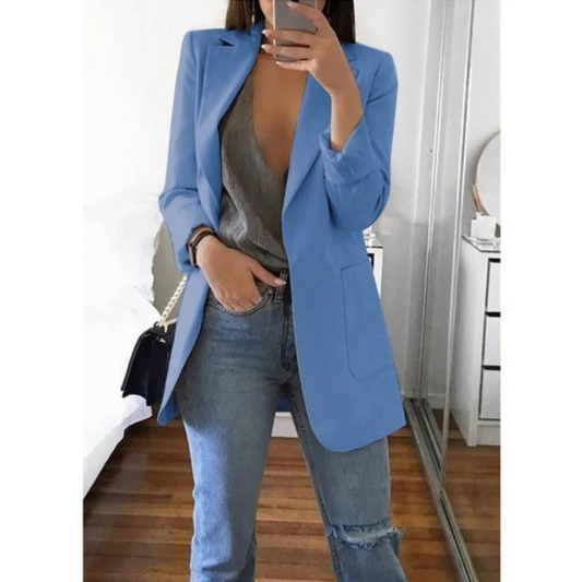 Damen Blazer Lang Regular Fit Business Elegant