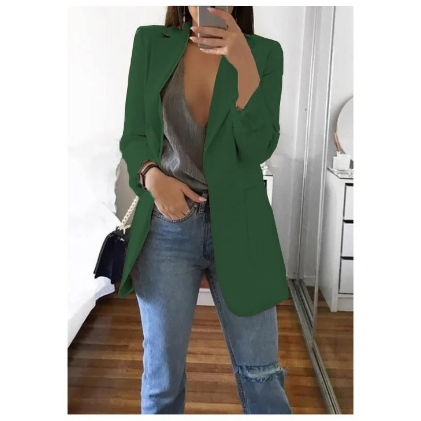 Damen Blazer Lang Regular Fit Business Elegant