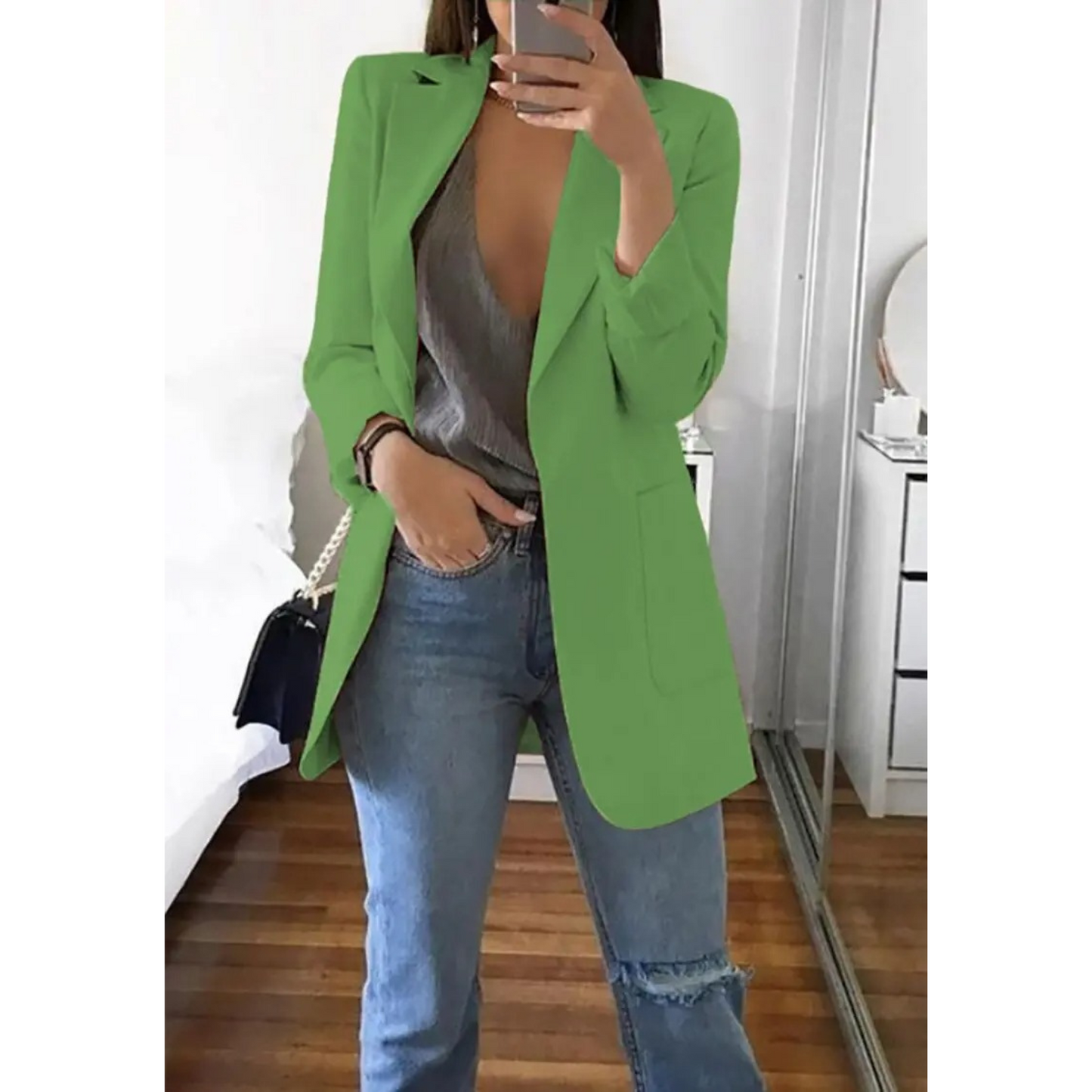 Damen Blazer Lang Regular Fit Business Elegant
