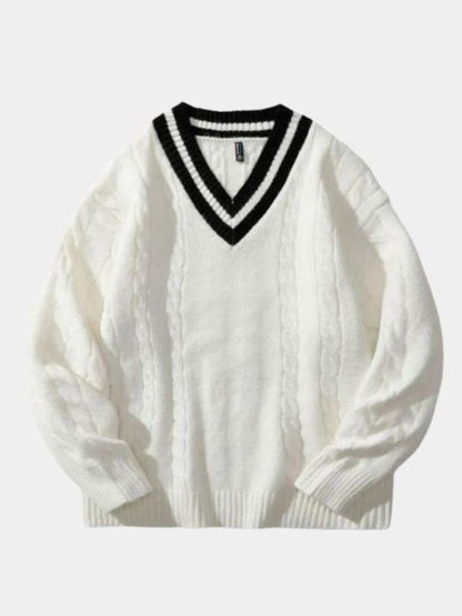 Schlichter V-Ausschnitt-Pullover - Cross & Crown